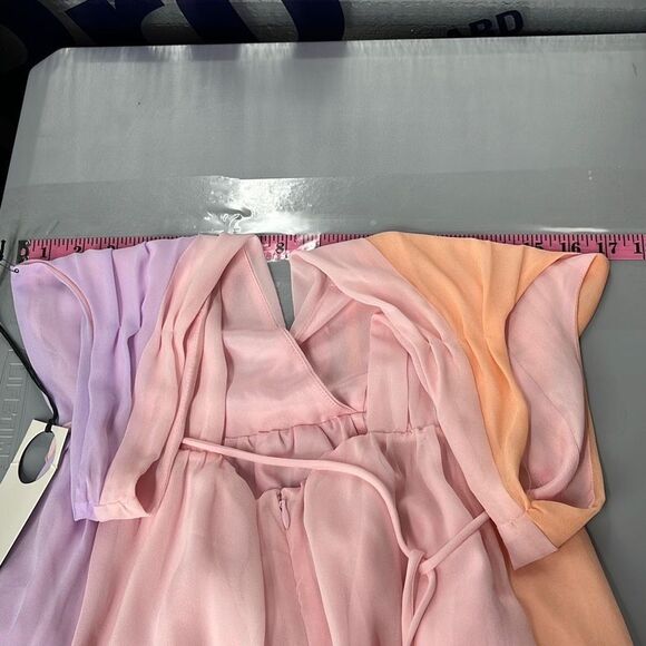 Privacy Please Maxi Dress Ombre Chiffon V‎ Neck Sleeveless Colorblock Gown XS - Picture 7 of 12